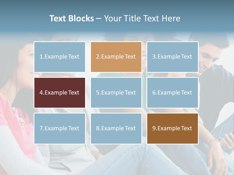 A Group Of Young People Sitting Next To Each Other PowerPoint Template