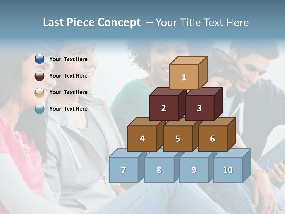 A Group Of Young People Sitting Next To Each Other PowerPoint Template