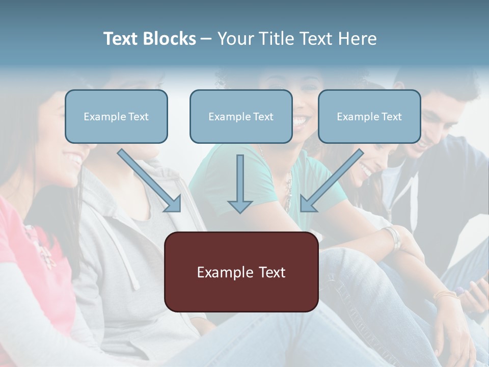 A Group Of Young People Sitting Next To Each Other PowerPoint Template