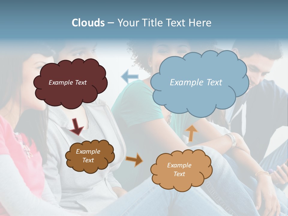 A Group Of Young People Sitting Next To Each Other PowerPoint Template