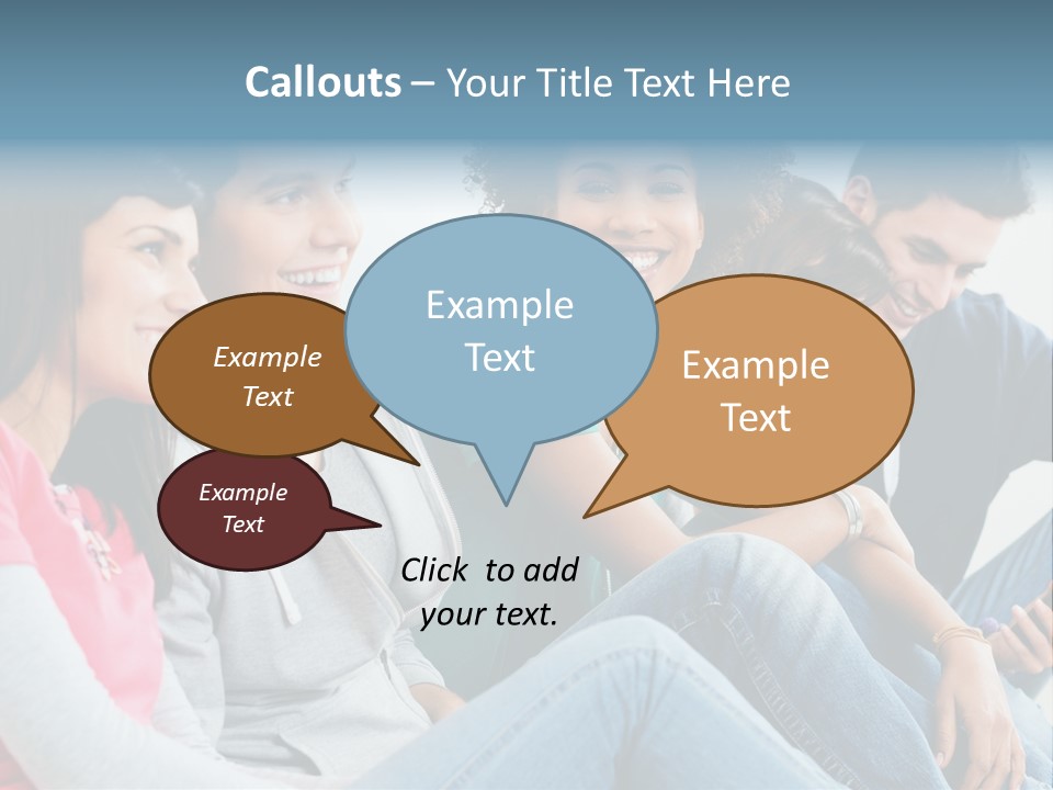 A Group Of Young People Sitting Next To Each Other PowerPoint Template
