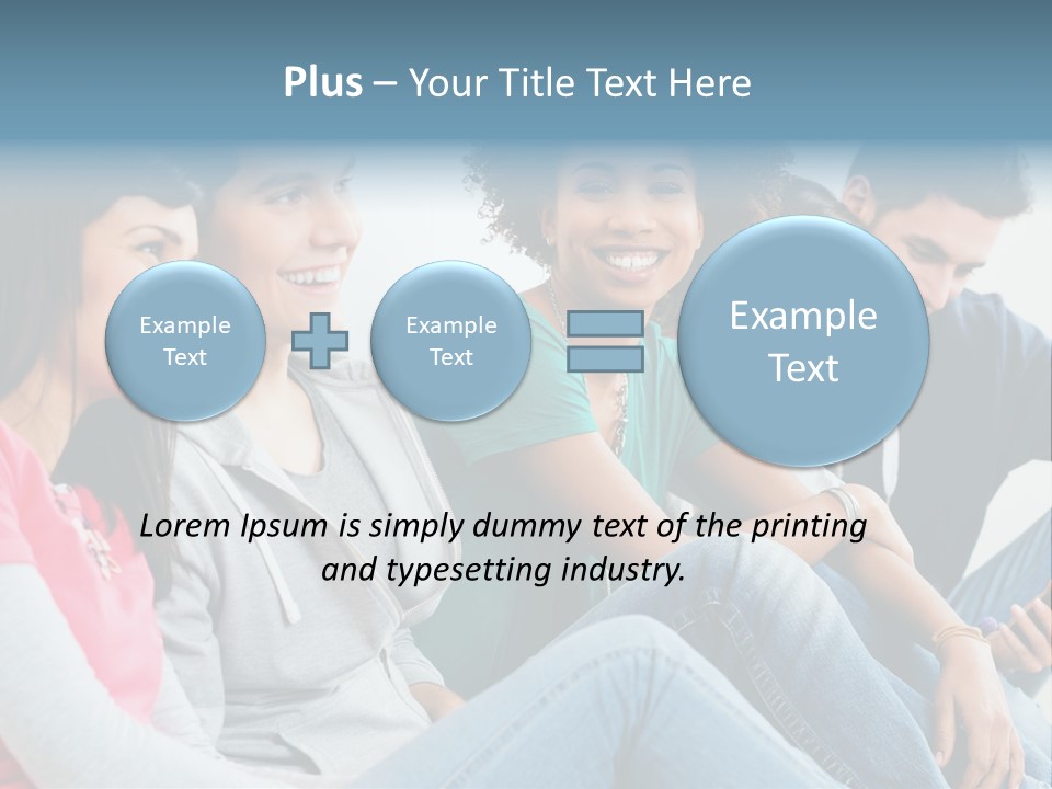 A Group Of Young People Sitting Next To Each Other PowerPoint Template