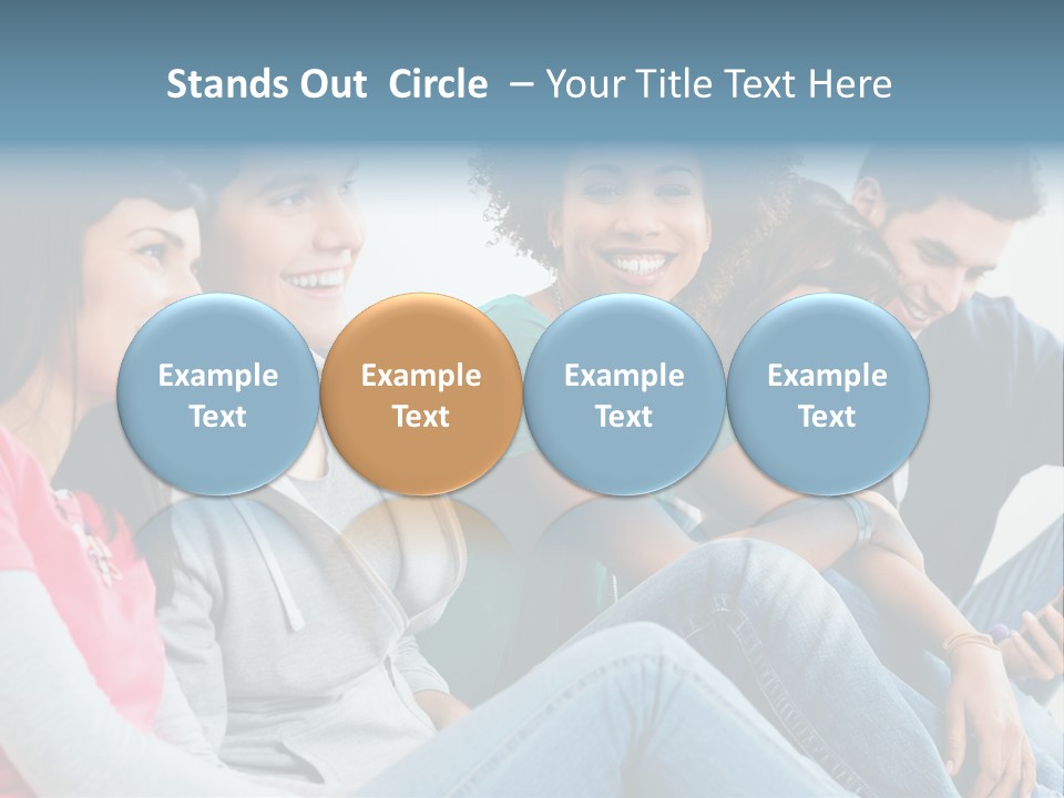 A Group Of Young People Sitting Next To Each Other PowerPoint Template