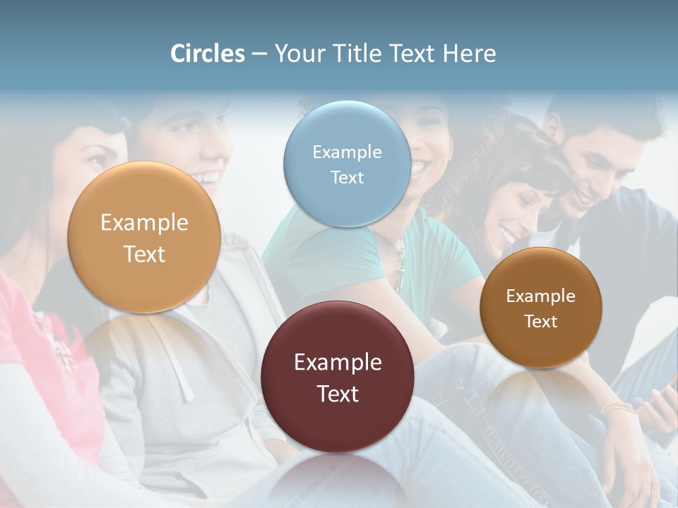 A Group Of Young People Sitting Next To Each Other PowerPoint Template