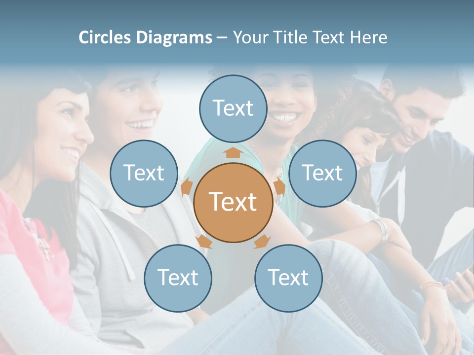 A Group Of Young People Sitting Next To Each Other PowerPoint Template