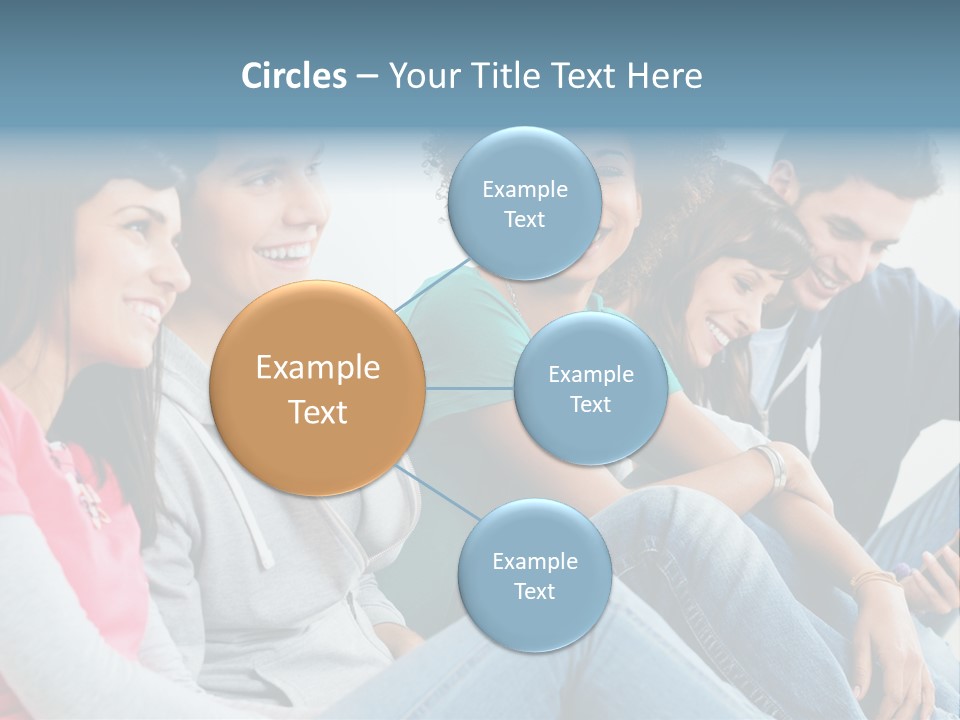 A Group Of Young People Sitting Next To Each Other PowerPoint Template