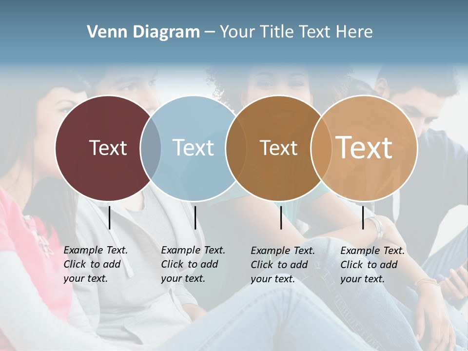 A Group Of Young People Sitting Next To Each Other PowerPoint Template