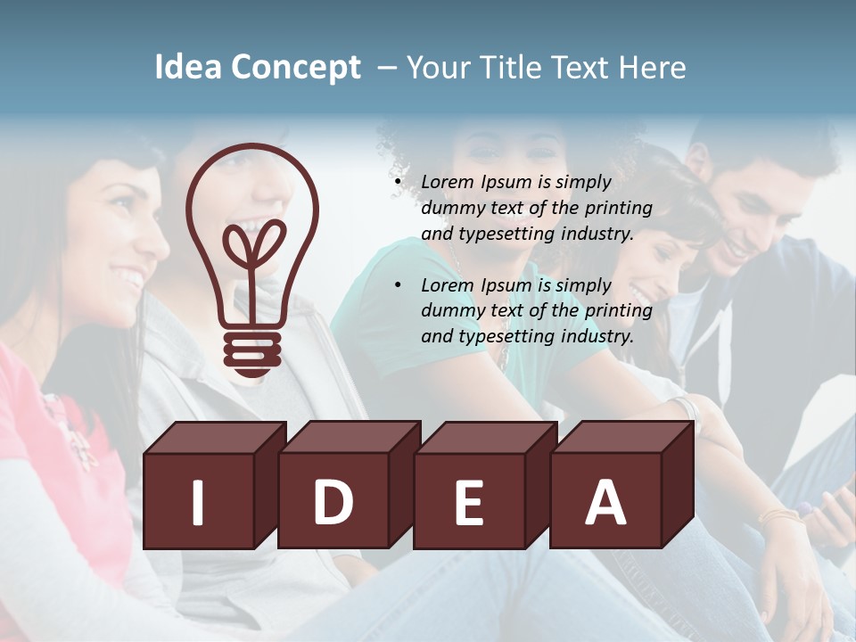 A Group Of Young People Sitting Next To Each Other PowerPoint Template