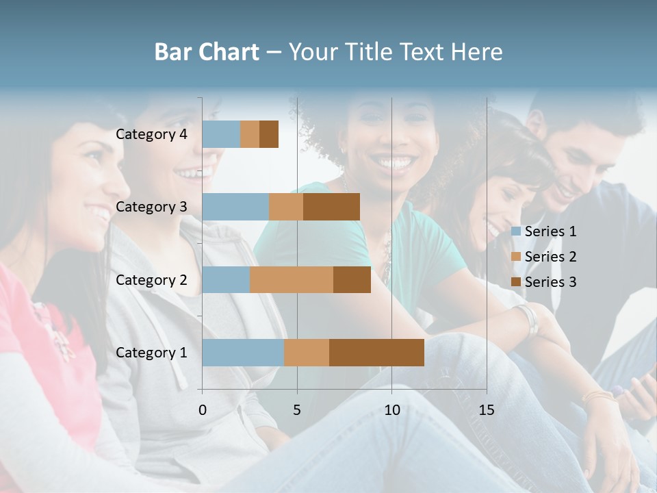 A Group Of Young People Sitting Next To Each Other PowerPoint Template
