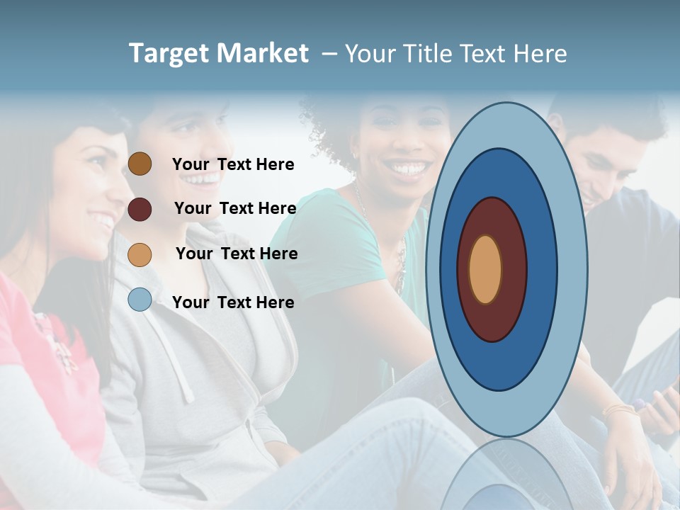 A Group Of Young People Sitting Next To Each Other PowerPoint Template