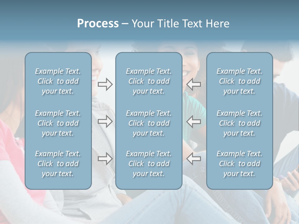 A Group Of Young People Sitting Next To Each Other PowerPoint Template