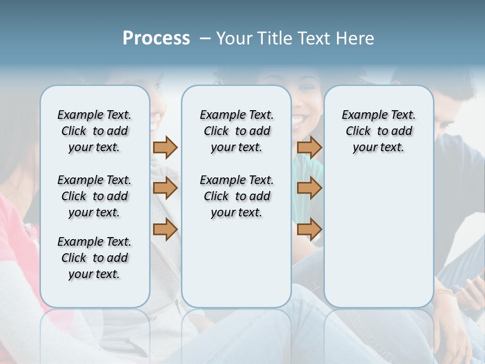 A Group Of Young People Sitting Next To Each Other PowerPoint Template