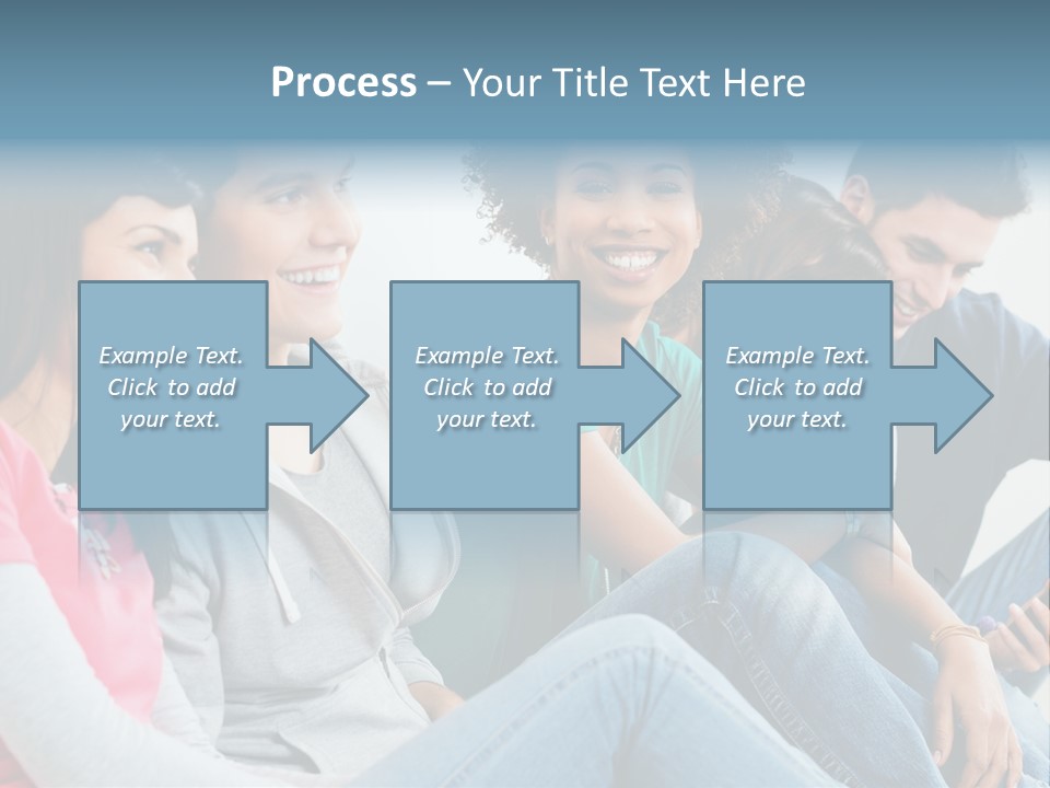 A Group Of Young People Sitting Next To Each Other PowerPoint Template