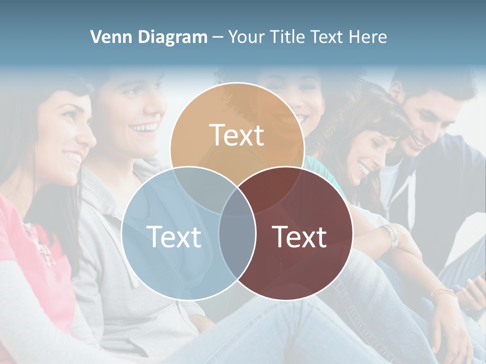 A Group Of Young People Sitting Next To Each Other PowerPoint Template