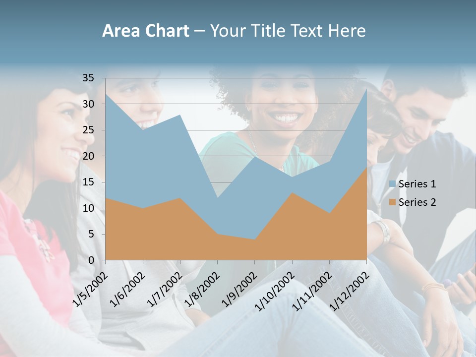 A Group Of Young People Sitting Next To Each Other PowerPoint Template