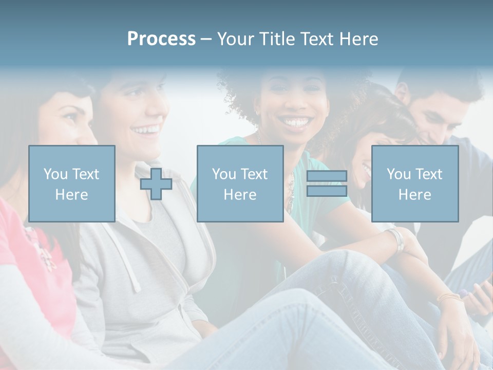 A Group Of Young People Sitting Next To Each Other PowerPoint Template