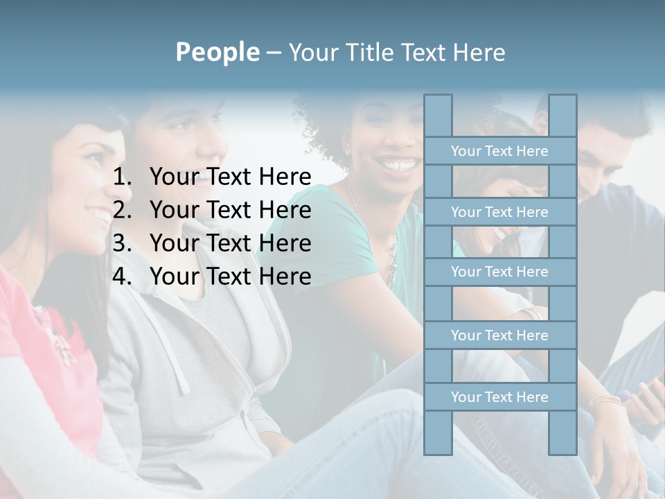 A Group Of Young People Sitting Next To Each Other PowerPoint Template