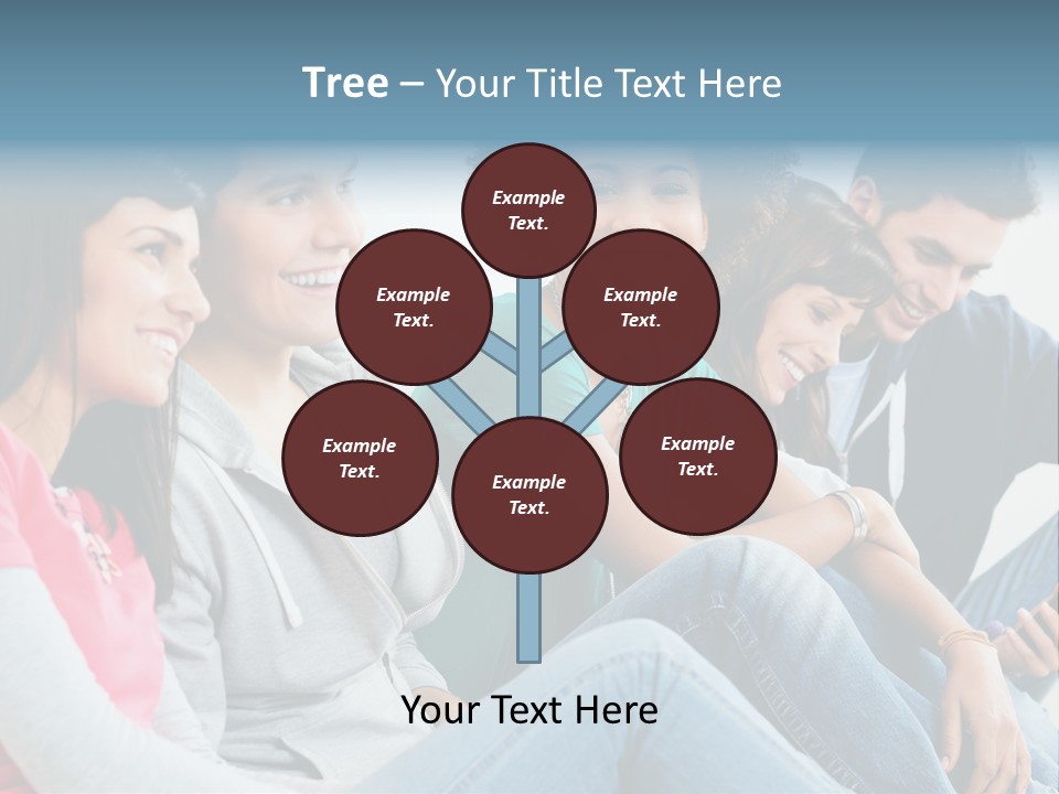 A Group Of Young People Sitting Next To Each Other PowerPoint Template