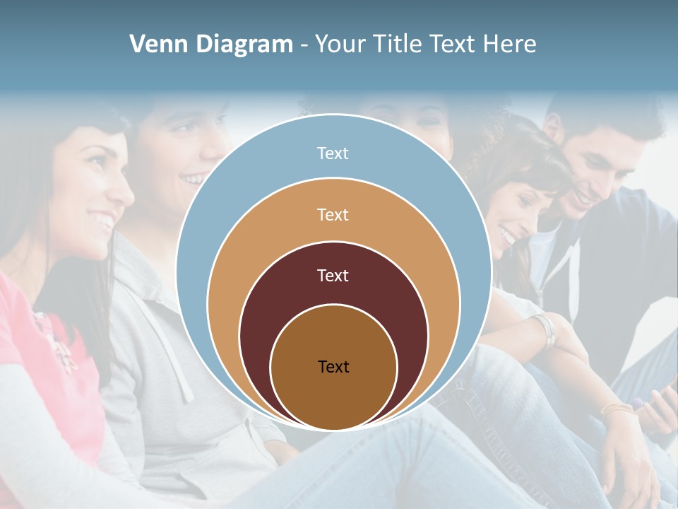 A Group Of Young People Sitting Next To Each Other PowerPoint Template