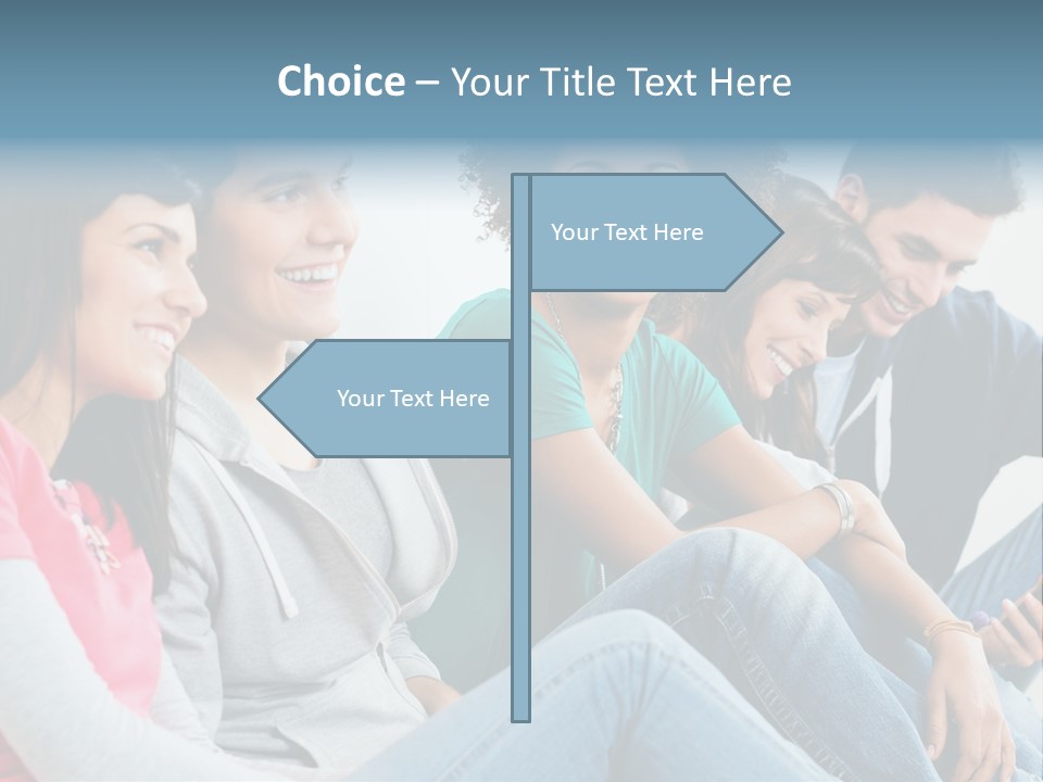 A Group Of Young People Sitting Next To Each Other PowerPoint Template