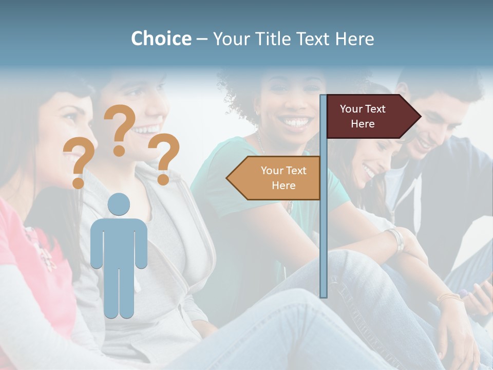 A Group Of Young People Sitting Next To Each Other PowerPoint Template