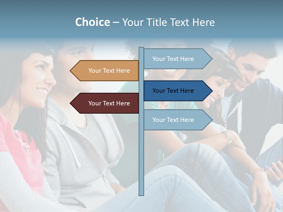A Group Of Young People Sitting Next To Each Other PowerPoint Template