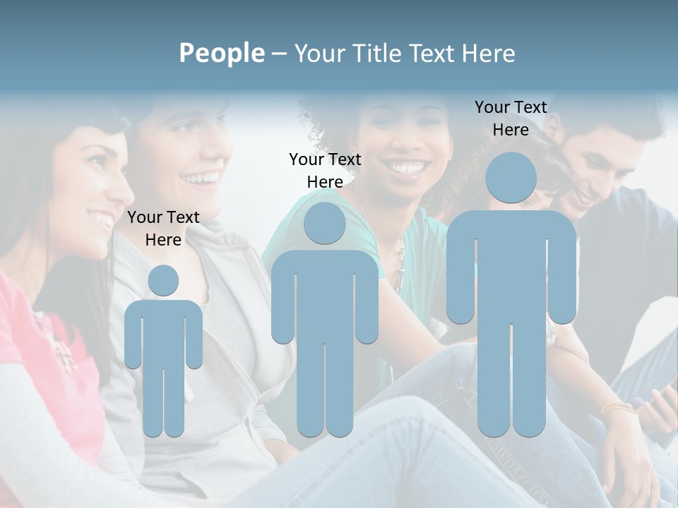 A Group Of Young People Sitting Next To Each Other PowerPoint Template