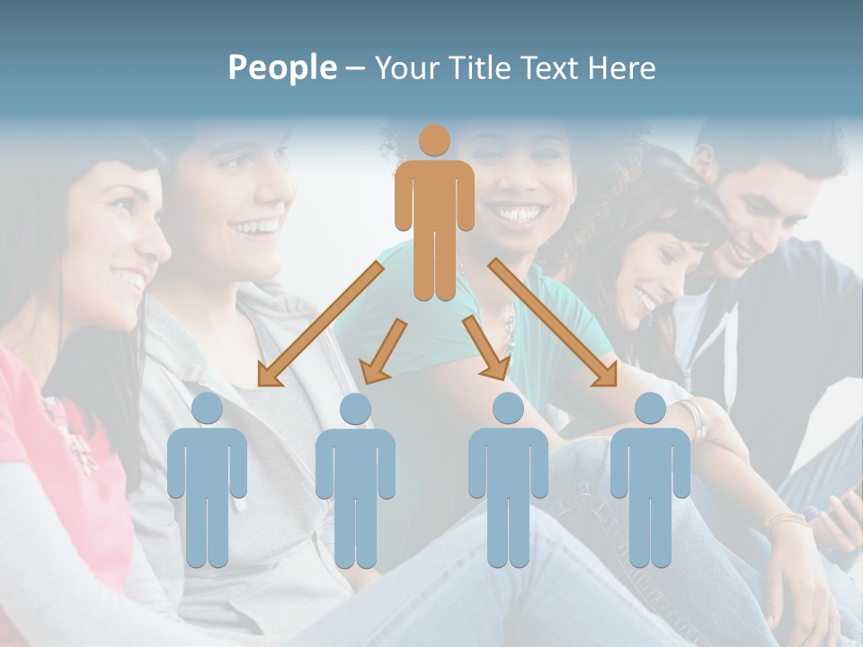 A Group Of Young People Sitting Next To Each Other PowerPoint Template
