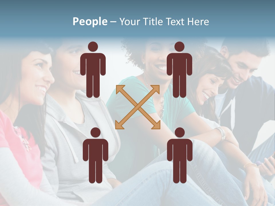 A Group Of Young People Sitting Next To Each Other PowerPoint Template