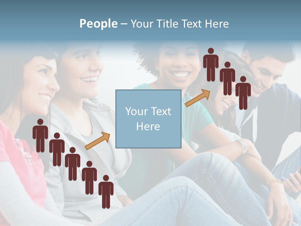 A Group Of Young People Sitting Next To Each Other PowerPoint Template