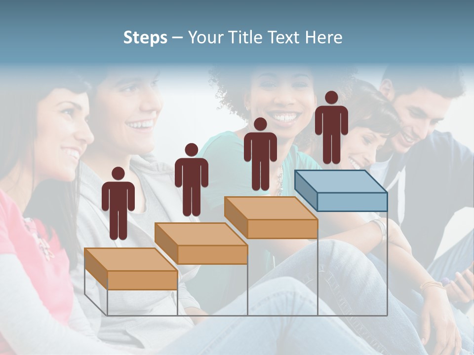 A Group Of Young People Sitting Next To Each Other PowerPoint Template
