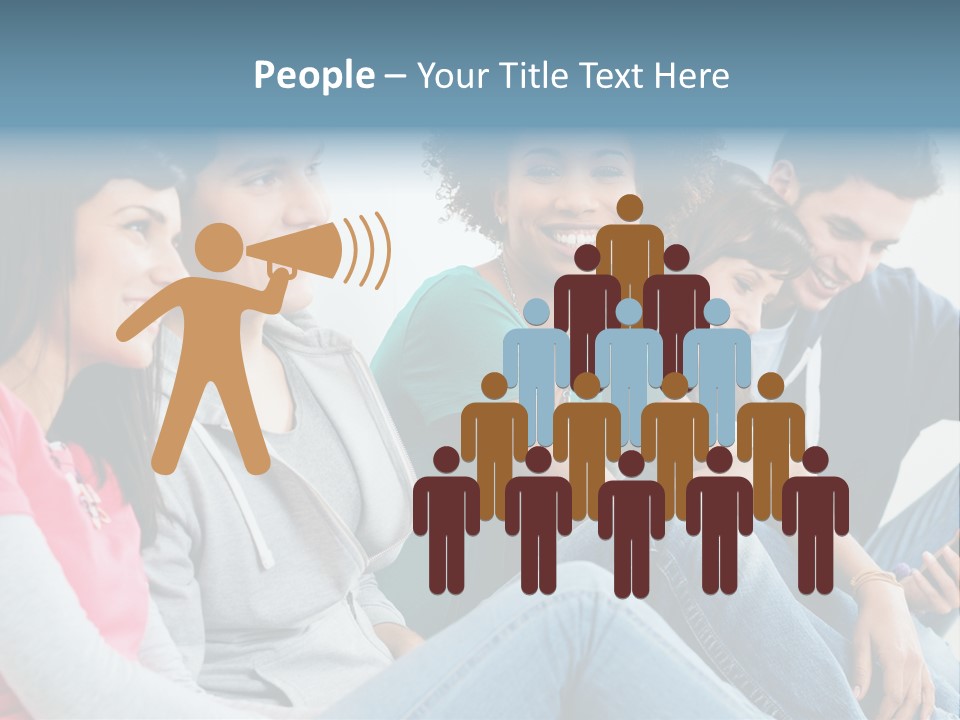 A Group Of Young People Sitting Next To Each Other PowerPoint Template