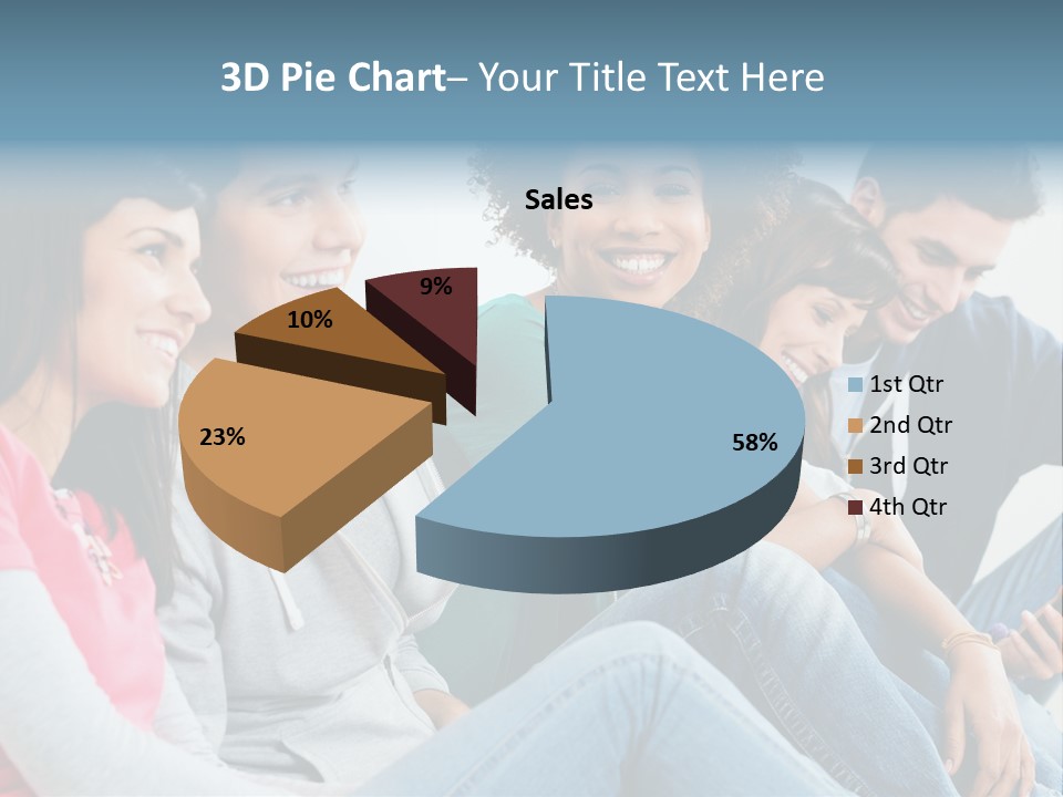 A Group Of Young People Sitting Next To Each Other PowerPoint Template