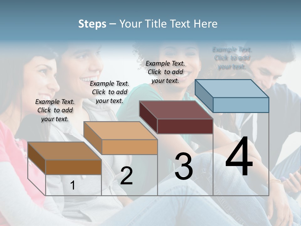 A Group Of Young People Sitting Next To Each Other PowerPoint Template