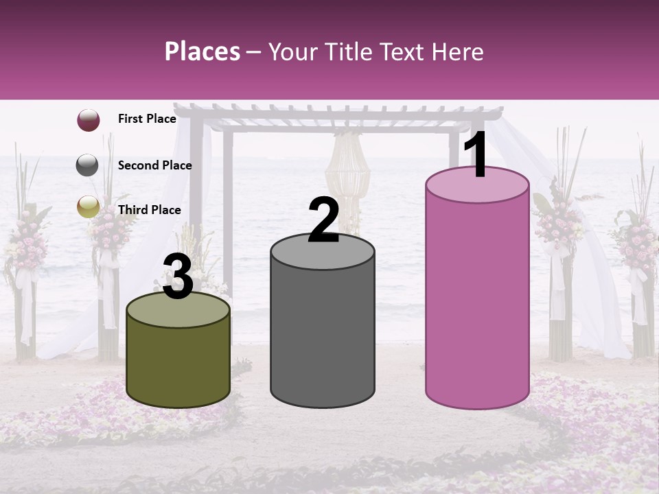 A Wedding Ceremony On The Beach With Flowers PowerPoint Template