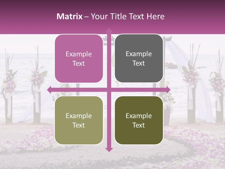 A Wedding Ceremony On The Beach With Flowers PowerPoint Template