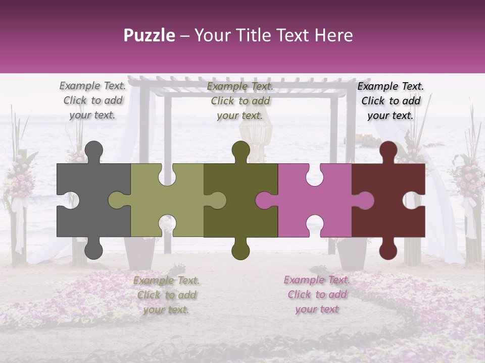 A Wedding Ceremony On The Beach With Flowers PowerPoint Template