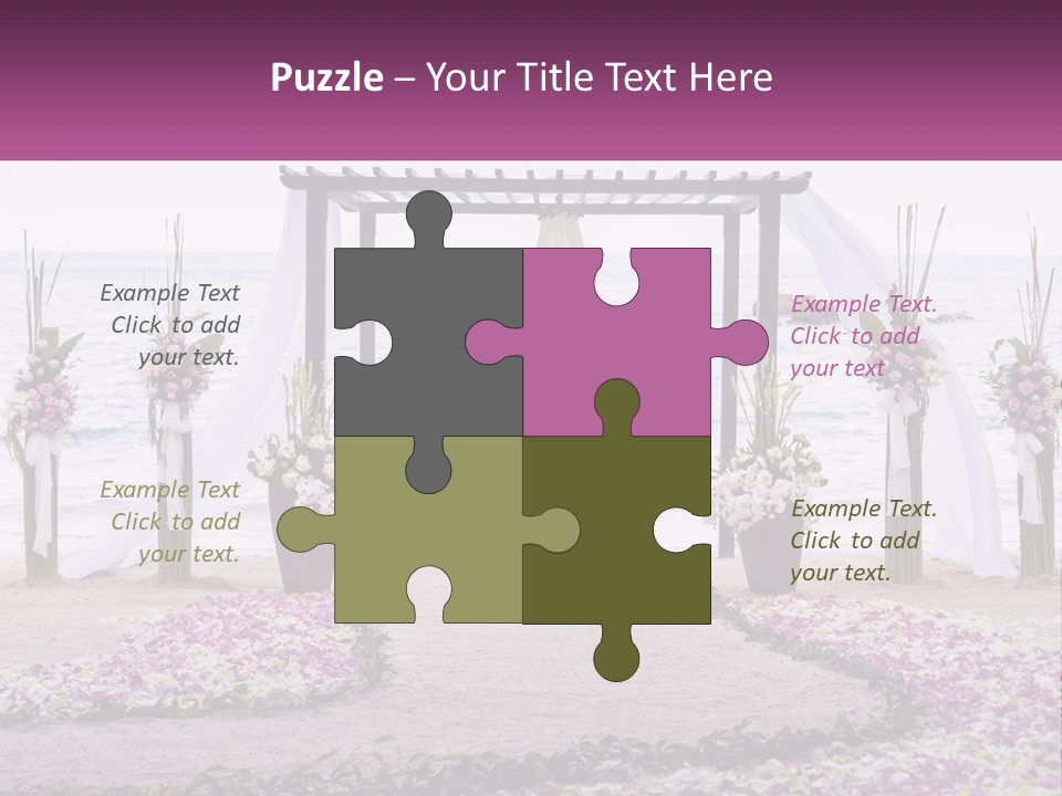 A Wedding Ceremony On The Beach With Flowers PowerPoint Template