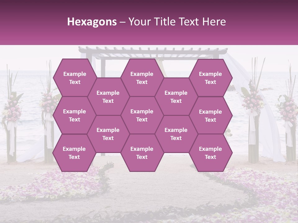 A Wedding Ceremony On The Beach With Flowers PowerPoint Template