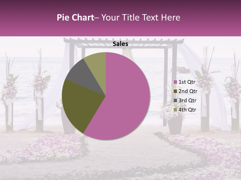 A Wedding Ceremony On The Beach With Flowers PowerPoint Template