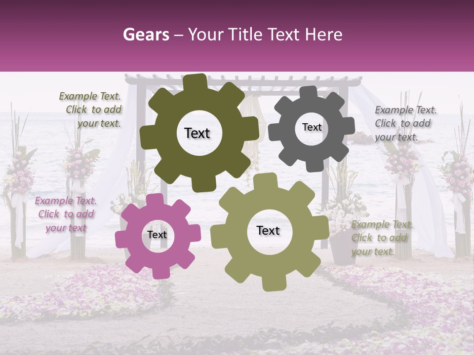 A Wedding Ceremony On The Beach With Flowers PowerPoint Template