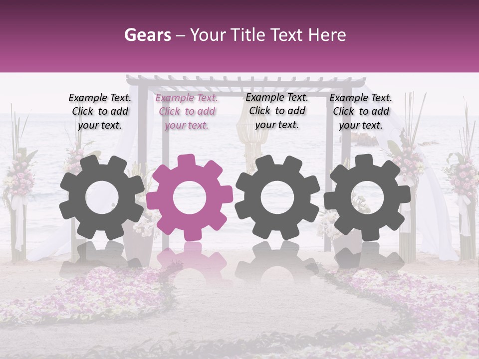 A Wedding Ceremony On The Beach With Flowers PowerPoint Template