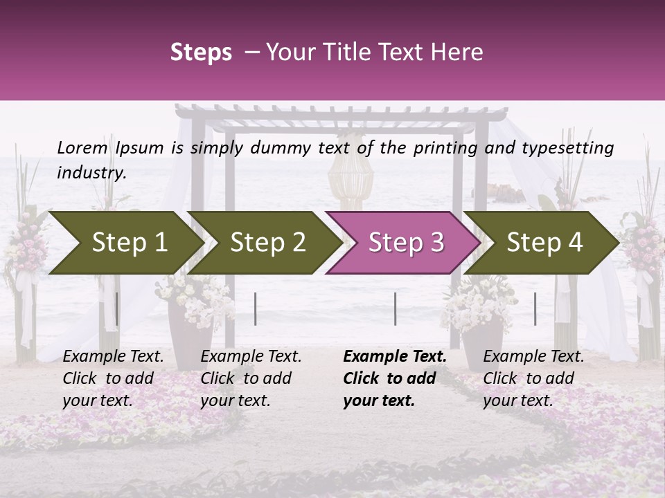 A Wedding Ceremony On The Beach With Flowers PowerPoint Template