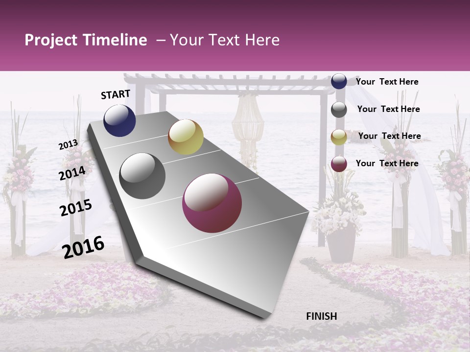 A Wedding Ceremony On The Beach With Flowers PowerPoint Template