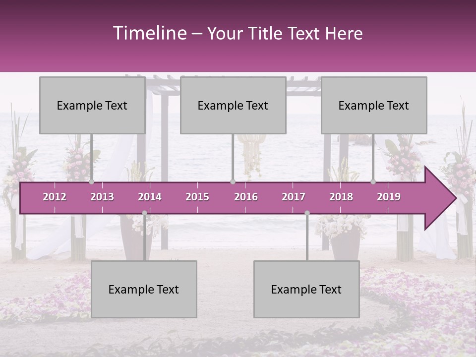A Wedding Ceremony On The Beach With Flowers PowerPoint Template