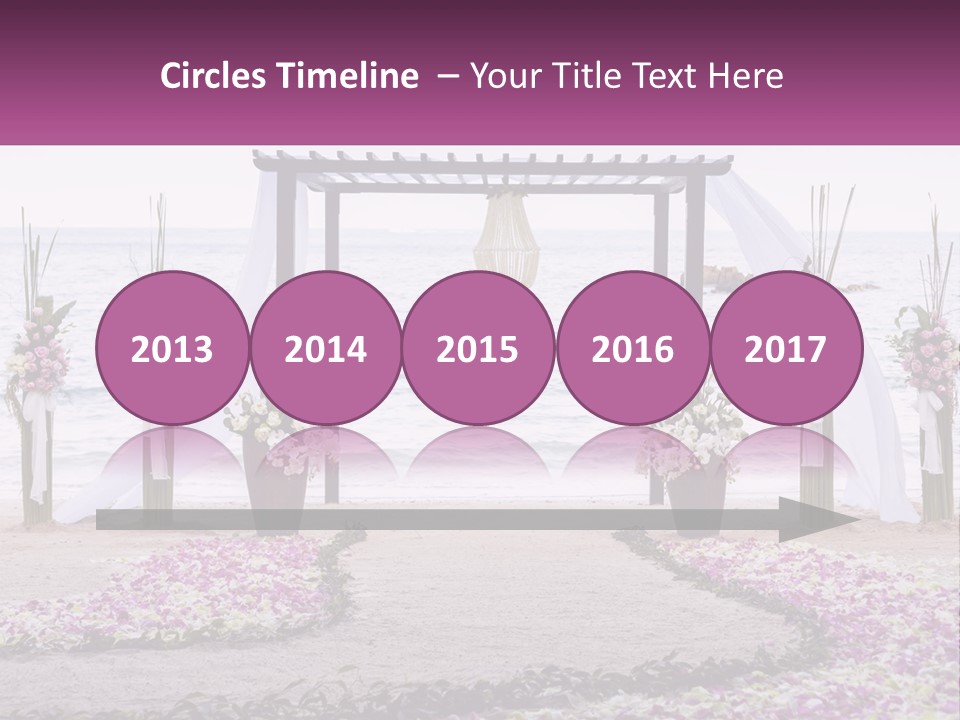 A Wedding Ceremony On The Beach With Flowers PowerPoint Template