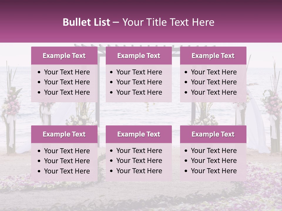 A Wedding Ceremony On The Beach With Flowers PowerPoint Template
