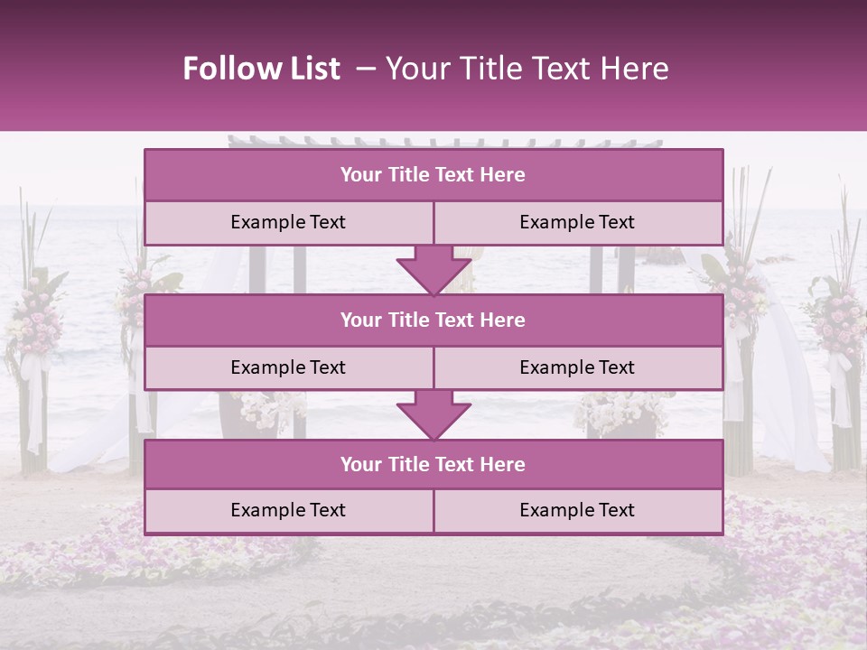 A Wedding Ceremony On The Beach With Flowers PowerPoint Template