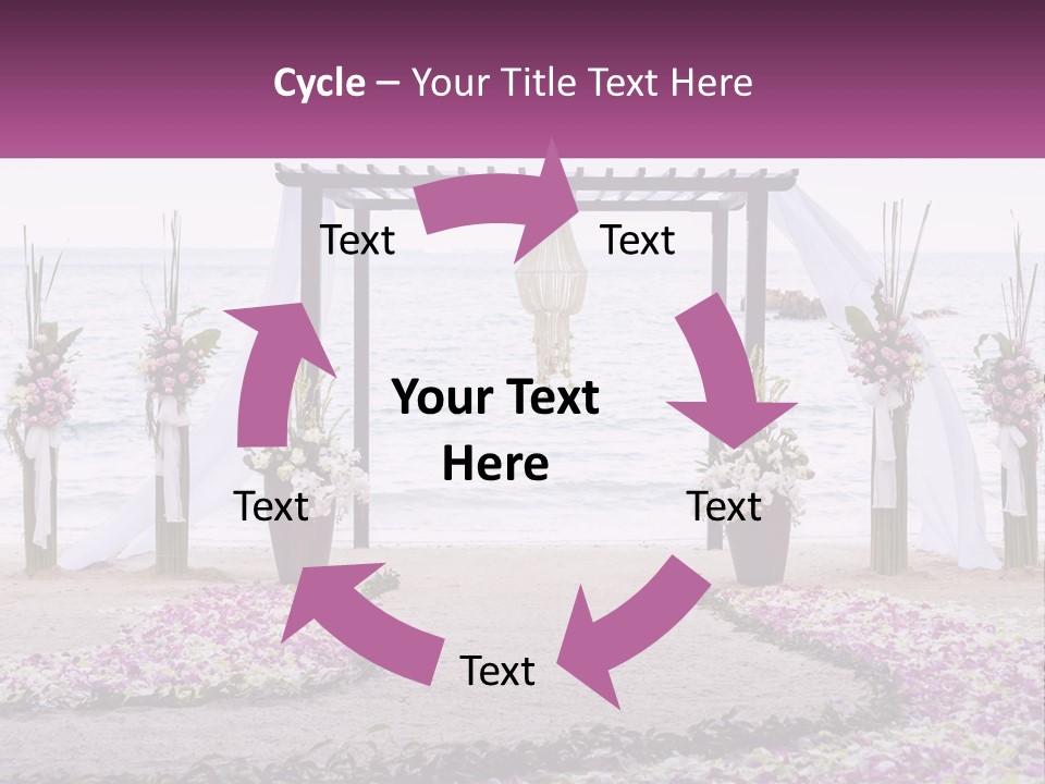 A Wedding Ceremony On The Beach With Flowers PowerPoint Template