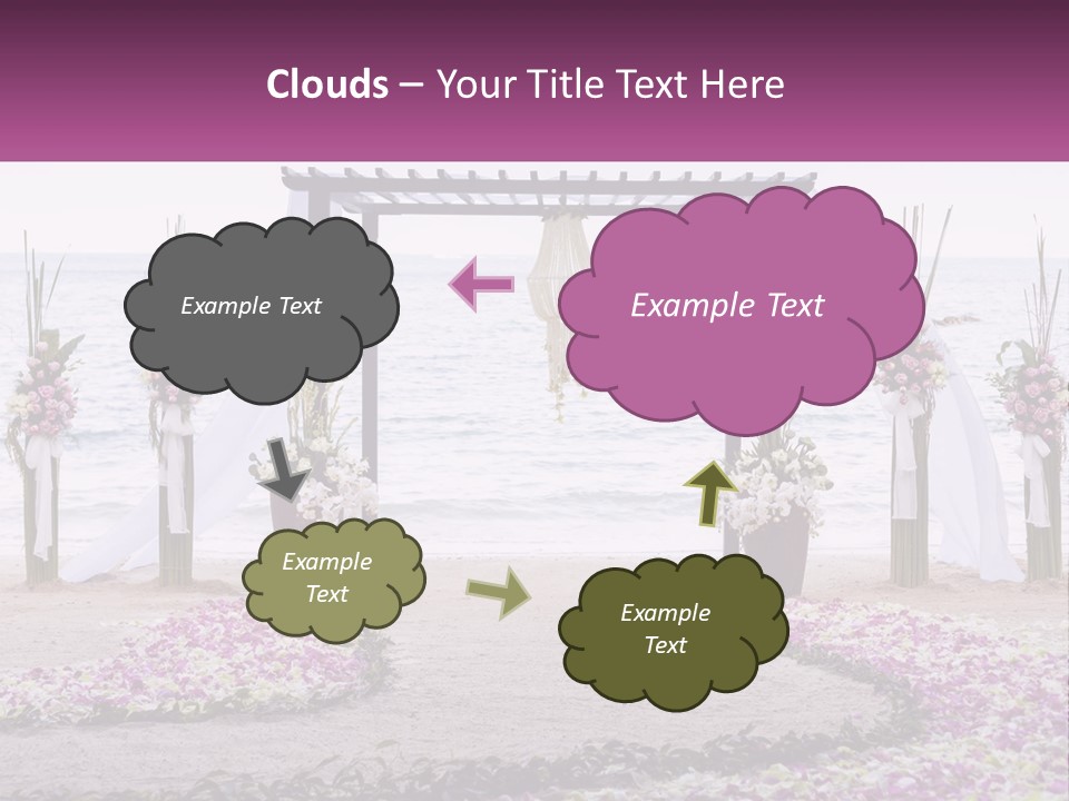 A Wedding Ceremony On The Beach With Flowers PowerPoint Template
